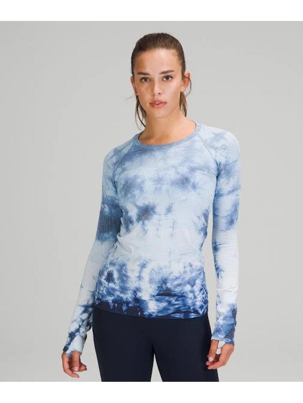 Rare Lululemon Swiftly Tech LS 2.0 Shibori Stripe True Navy Women's Size 6